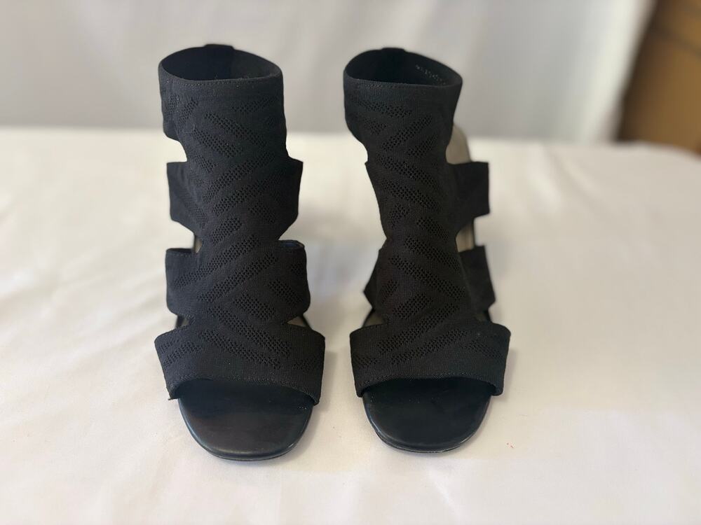 IMPO Stretch Vaila Black Cutout Block Heel Sandals Booties Size 8.5 M